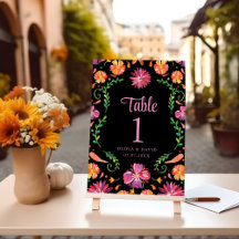 Numéro de table de mariage Floral Fiesta mexicain