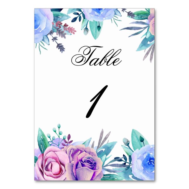 Numéro de table de mariage floral. Fleurs bleues v (Par défaut)