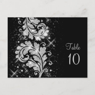 Numéro de table de mariage Floral Glitter Swirl Ar