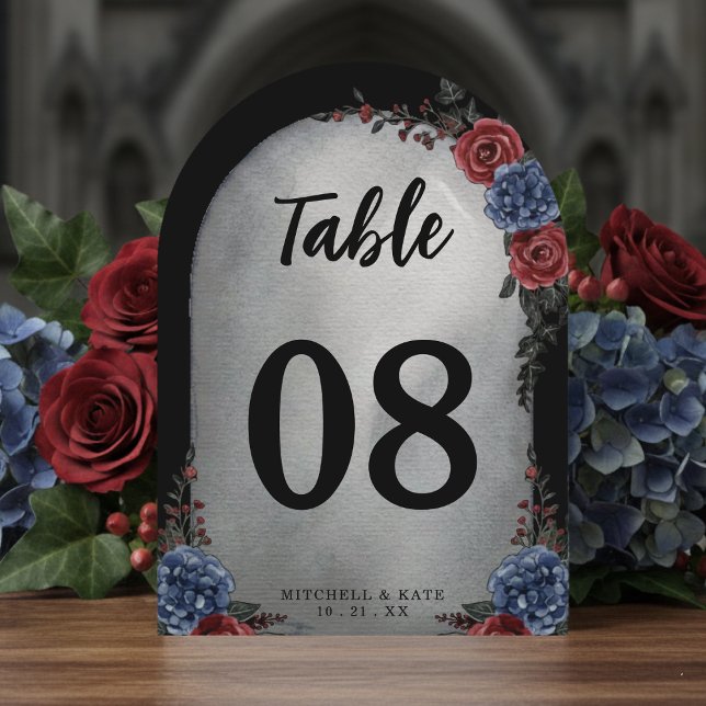 Numéro de table de mariage floral gothique en pier (Créateur téléchargé)