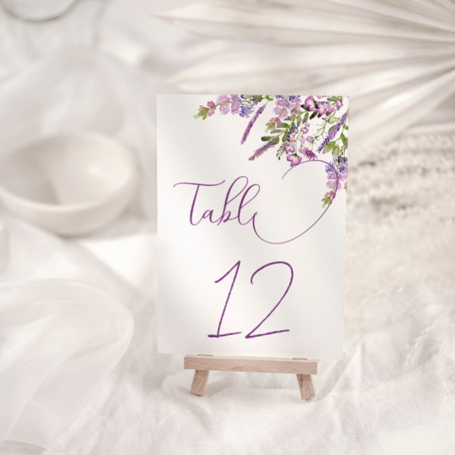 Numéro de table de mariage floral lilas violet élé (Créateur téléchargé)