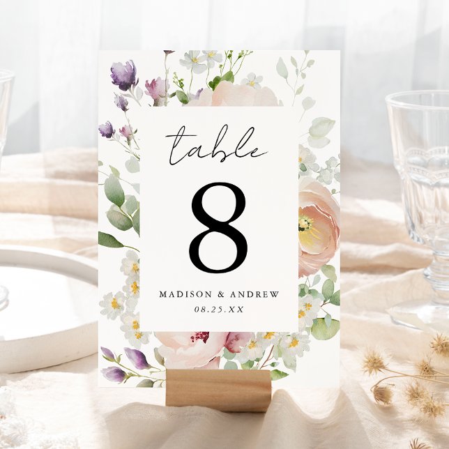 Numéro de table de mariage floral printanier délic (Créateur téléchargé)