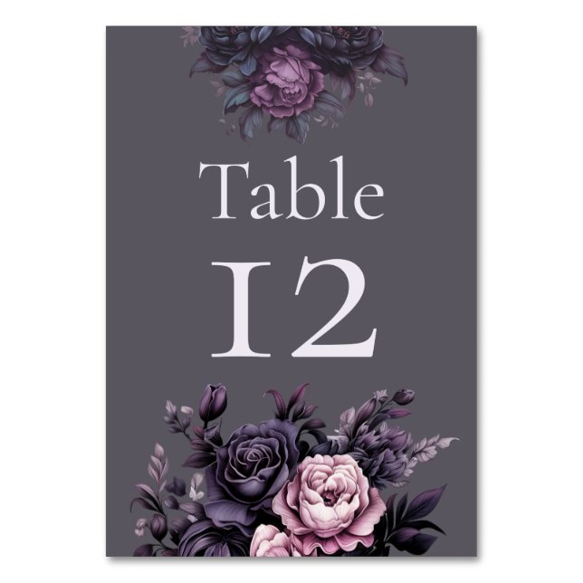 Numéro de table de mariage floral prune gothique (Par défaut)