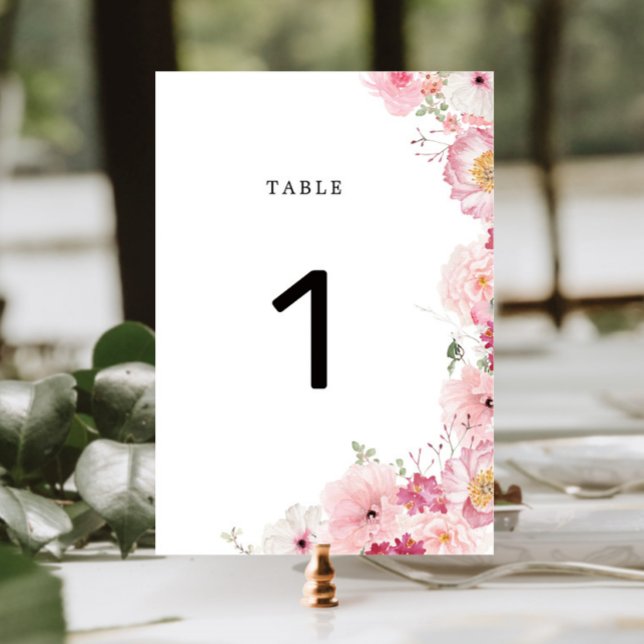 Numéro de table de mariage floral rose (Créateur téléchargé)