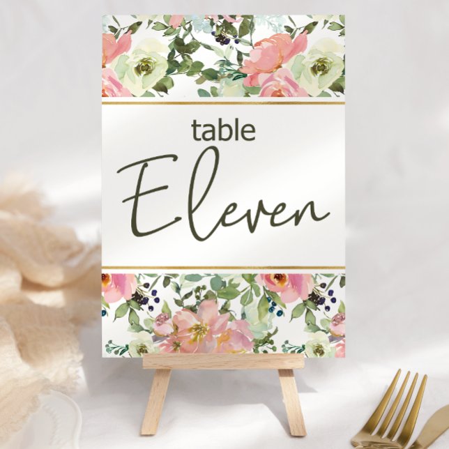 Numéro de table de mariage floral rose coquille d' (Créateur téléchargé)