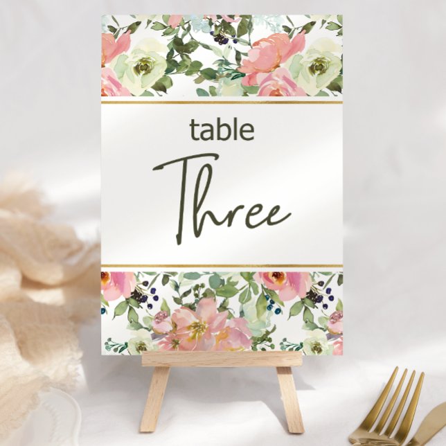 Numéro de table de mariage floral rose coquille d' (Créateur téléchargé)