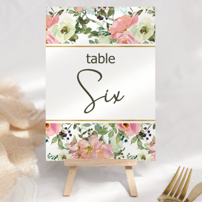 Numéro de table de mariage floral rose coquille d' (Créateur téléchargé)