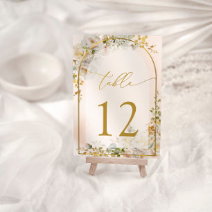 Numéro de table de mariage floral rose élégant