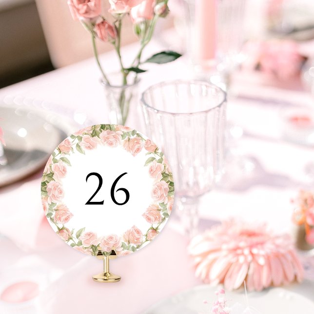 Numéro de table de mariage floral rose pastel (Créateur téléchargé)