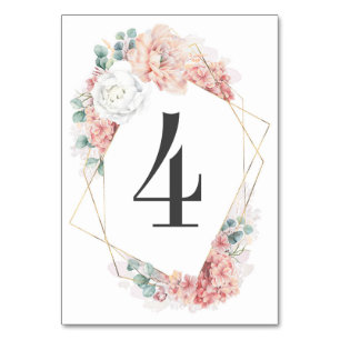 Numéro de table de mariage floral Rose Poussiéreus