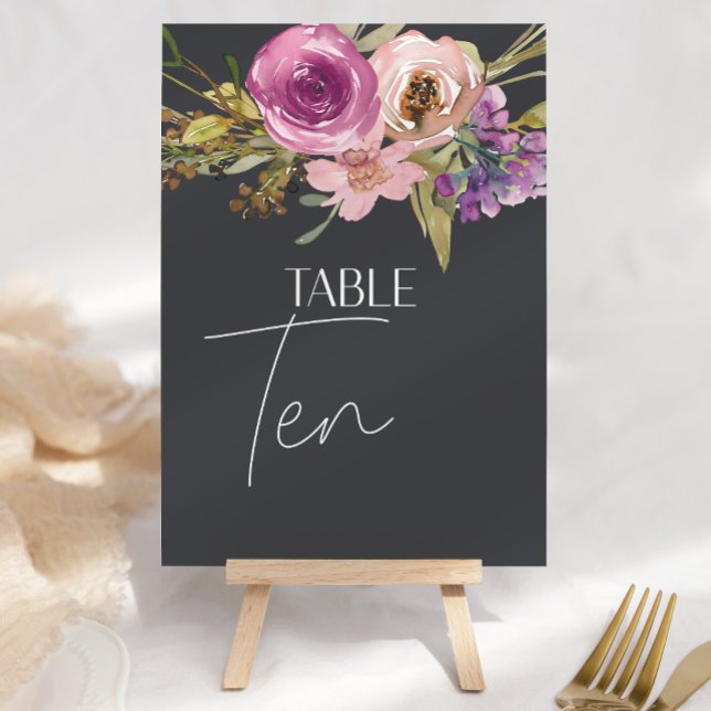 Numéro de table de mariage floral rose poussiéreux (Créateur téléchargé)