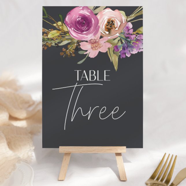Numéro de table de mariage floral rose poussiéreux (Créateur téléchargé)