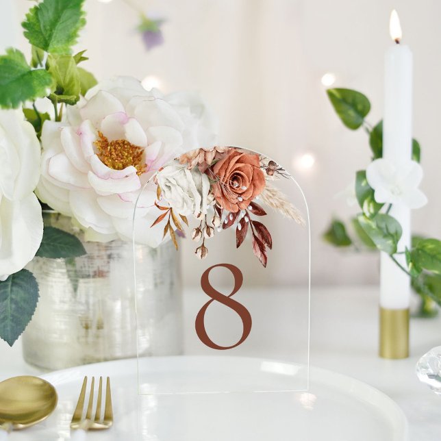 Numéro de table de mariage floral terracotta rusti (Créateur téléchargé)