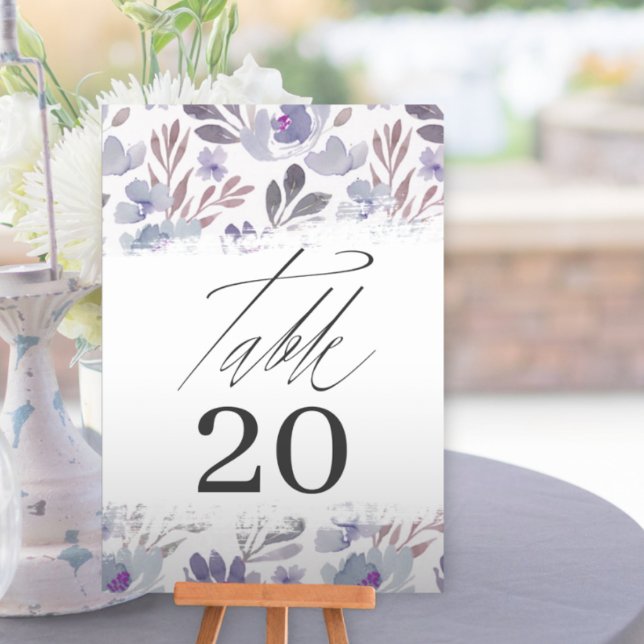 Numéro de table de mariage floral violet chic (Créateur téléchargé)