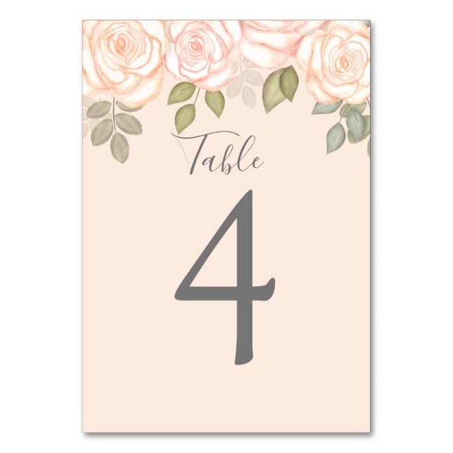 Numéro de table de Mariage flou Roses floraux pers (Par défaut)