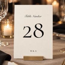Numéro de table de mariage formel Noir & Crème 5 x