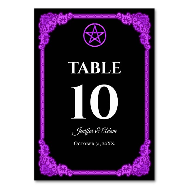 Numéro de table de mariage gothique avec lueur vio (Par défaut)