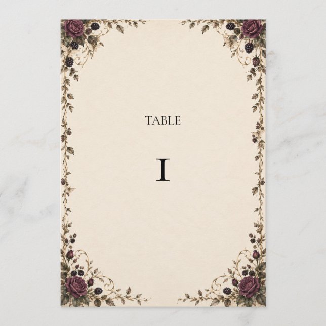 Numéro de table de mariage gothique d'une nuit de  (Devant)