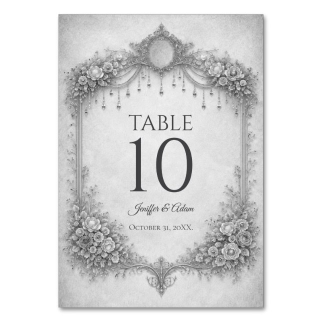 Numéro de table de mariage gothique élégant (Par défaut)