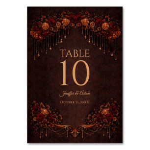 Numéro de table de mariage gothique floral élégant