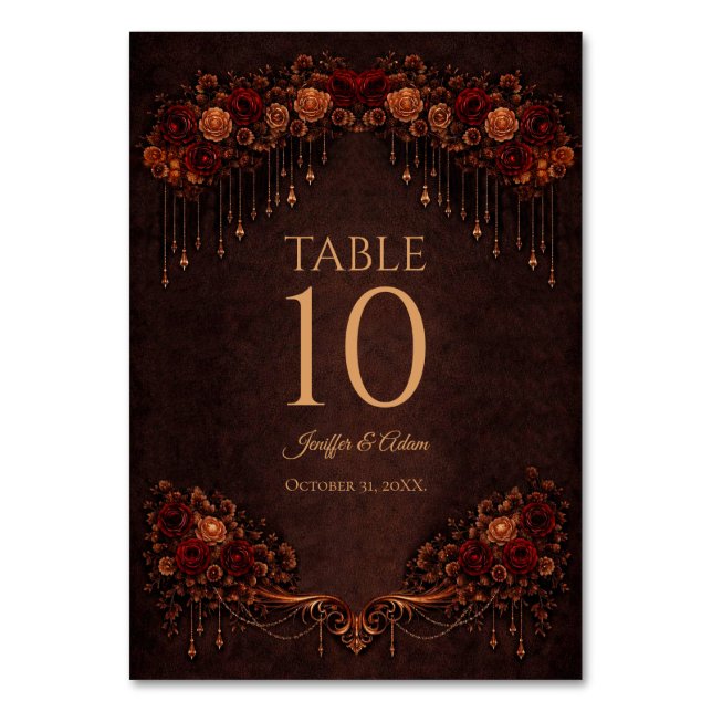 Numéro de table de mariage gothique floral élégant (Par défaut)