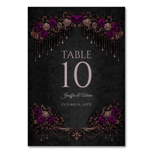 Numéro de table de mariage gothique floral élégant (Par défaut)