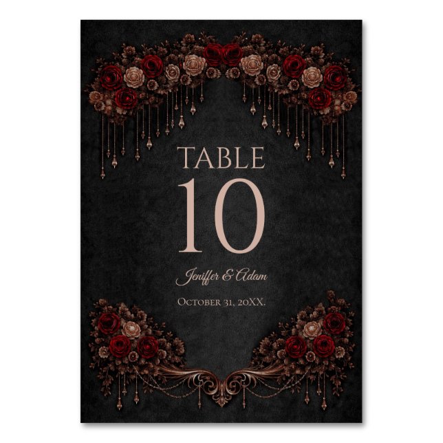 Numéro de table de mariage gothique floral élégant (Par défaut)