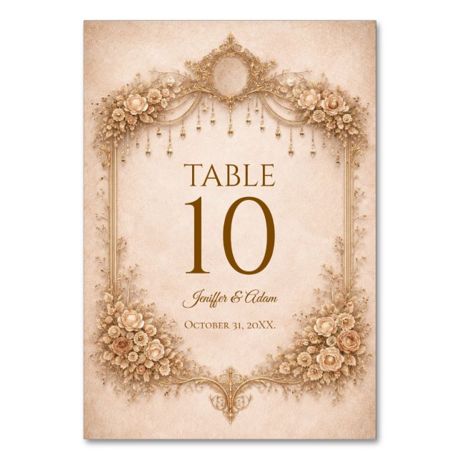 Numéro de table de mariage gothique ivoire élégant (Par défaut)
