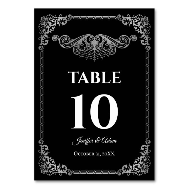 Numéro de table de mariage gothique noir et blanc  (Par défaut)
