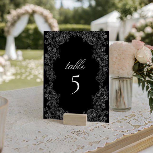 Numéro de table de mariage gothique noir et blanc (Créateur téléchargé)