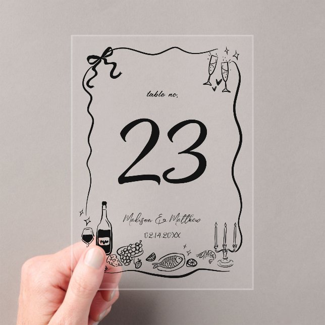 Numéro de table de mariage gribouillages dessins à (In situ (ordinateur de poche))