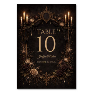 Numéro de table de mariage Halloween gothique élég