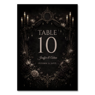 Numéro de table de mariage Halloween gothique élég