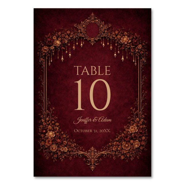 Numéro de table de mariage Halloween gothique roug (Par défaut)