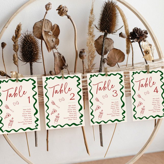 Numéro de table de mariage Italian That's Amore Pi (Table Place Cards with Italian theme)