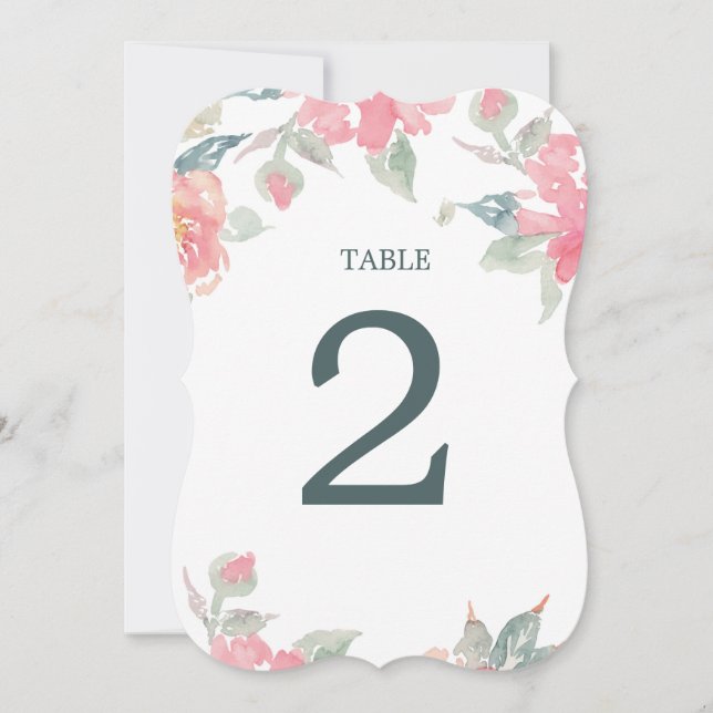 numéro de table de mariage jardin aquarelle (Devant)