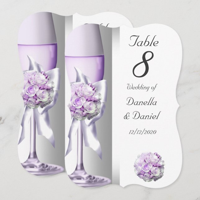 Numéro de table de mariage Lavande Violet Lilas Su (Devant / Derrière)
