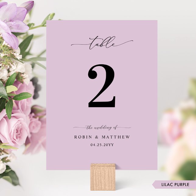 Numéro de table de mariage lilas violet élégant et (Créateur téléchargé)
