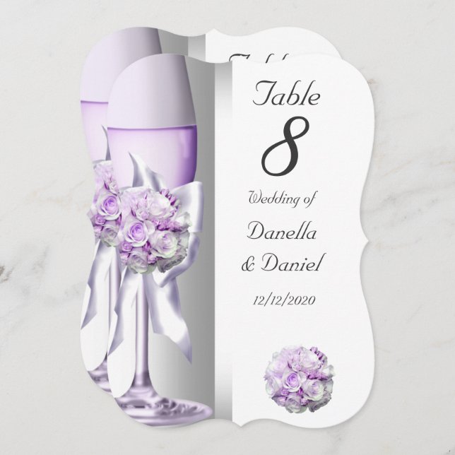 Numéro de table de mariage lilas violet lavande su (Devant / Derrière)