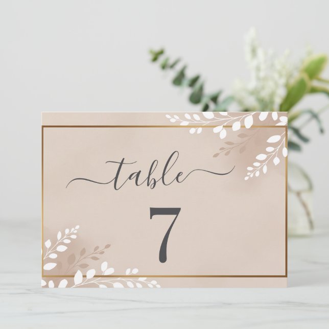 Numéro de Table de Mariage Magnolia Élégant Neutre (Debout devant)