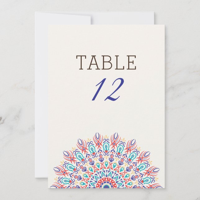 Numéro de table de mariage Mandala d'herbe de Pamp (Devant)