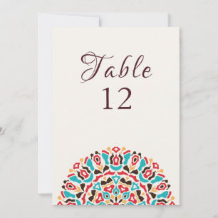 Numéro de table de mariage Mandala Turquoise Agate