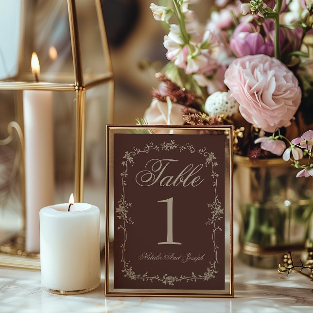 Numéro de table de mariage marron chocolat beige f (Créateur téléchargé)