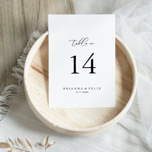 Numéro de table de Mariage minimaliste chic classi