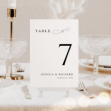 Numéro de table de Mariage minimaliste classique