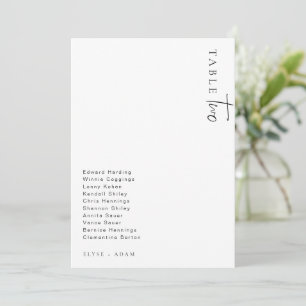 Numéro de table de mariage minimaliste moderne Est