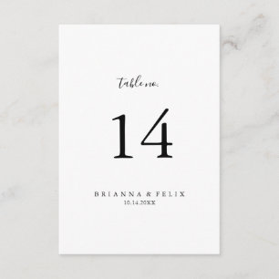 Numéro de table de Mariage minimaliste simple