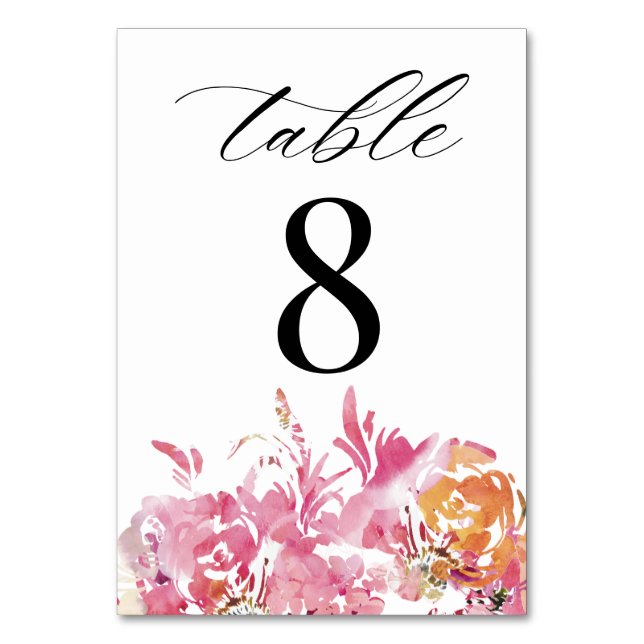 Numéro de table de mariage moderne aquarelle rose (Par défaut)