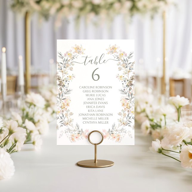 Numéro de table de mariage moderne avec fleurs sau (Créateur téléchargé)