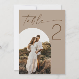 Numéro de table de mariage moderne en taupe poussi